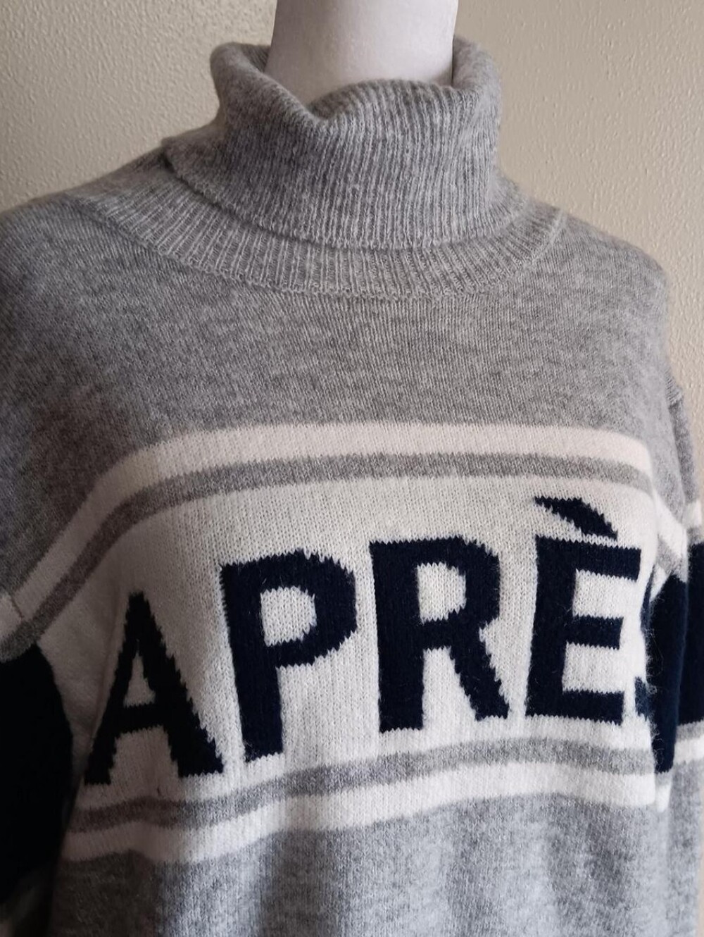 Grey Après Ski Turtleneck Sweater Halogen Medium Knit Long Sleeve Pullover - Picture 9 of 9